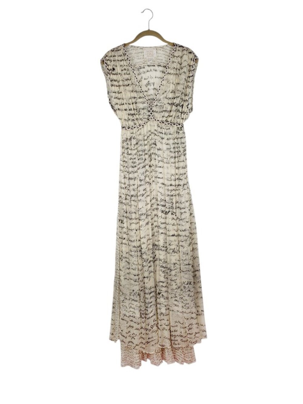 Johnny Was Jade Sincerely Yours Silk Maxi Dress French Script 2-Pc Womens Medium
